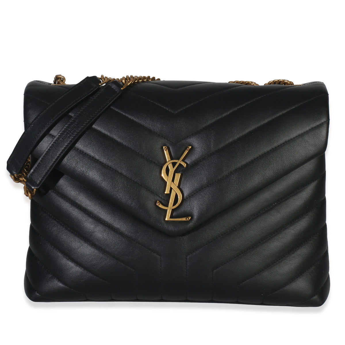 Black Matelassé Calfskin Large Loulou Bag
