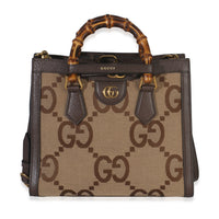 Beige Monogram Jumbo GG Textured Dollar Calfskin Small Diana Tote