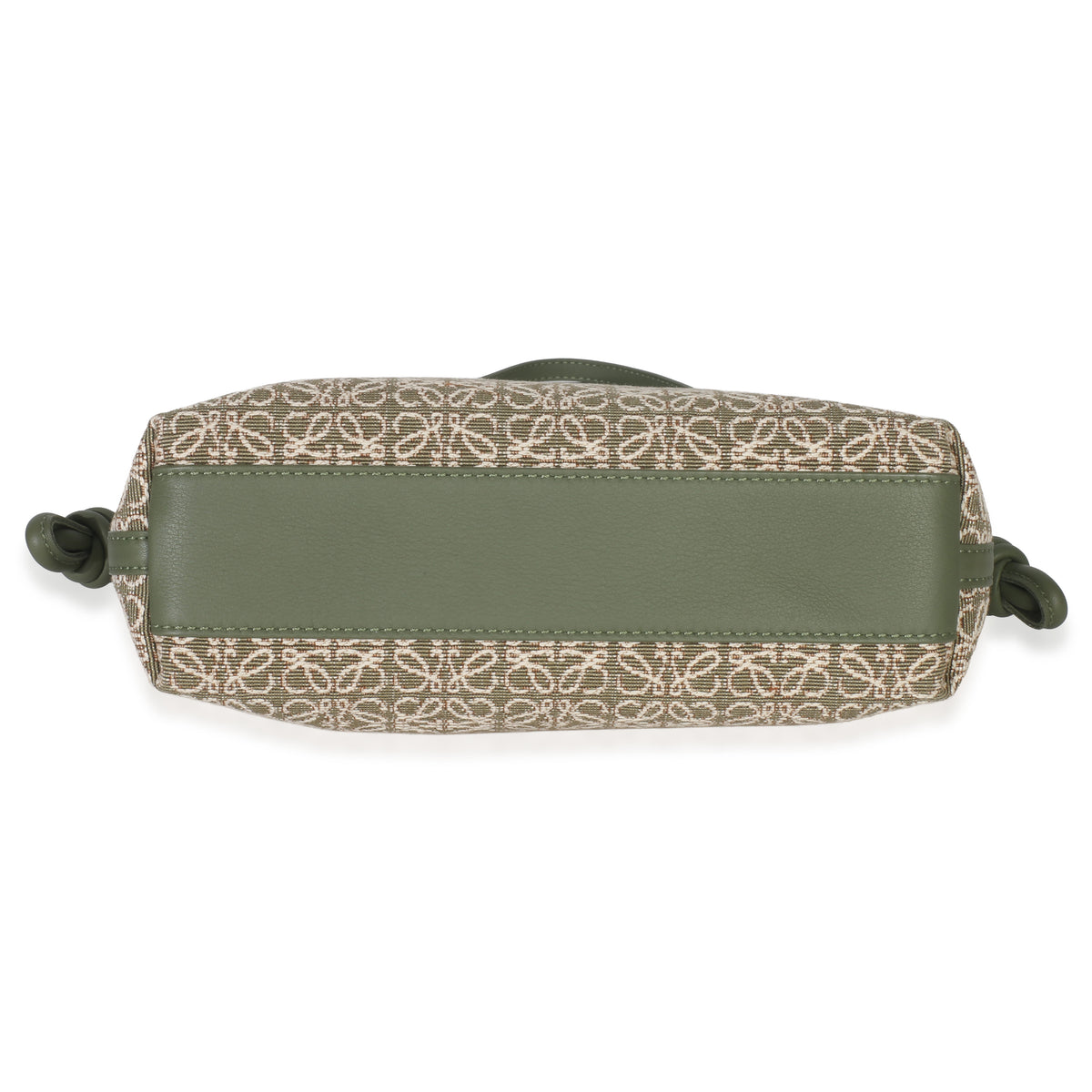 Loewe Vintage Khaki Jacquard Anagram Calfskin Mini Flamenco Knot Clutch Handbag bv