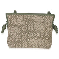 Loewe Vintage Khaki Jacquard Anagram Calfskin Mini Flamenco Knot Clutch Handbag clasp