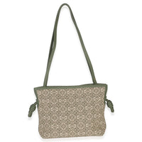 Loewe Vintage Khaki Jacquard Anagram Calfskin Mini Flamenco Knot Clutch Handbag pv