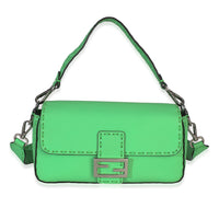 Light Green Roma Selleria Nappa Sintetica Tape Stitch Baguette NM