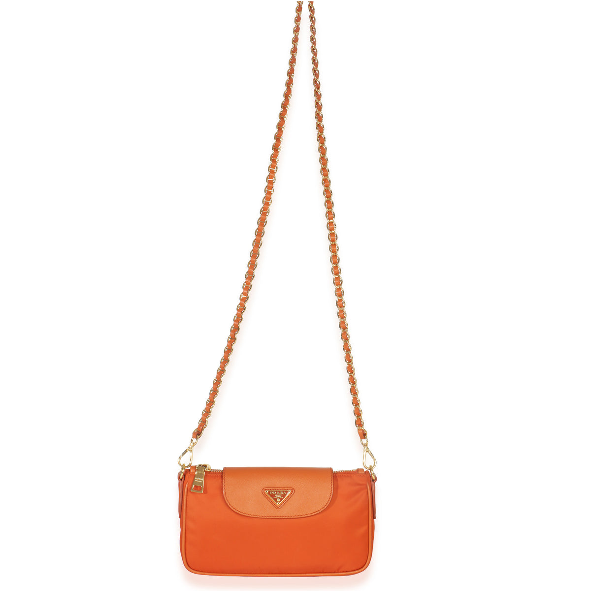 Prada Orange Tessuto Nylon Saffiano Small Flap Crossbody Bag Handbag ad1