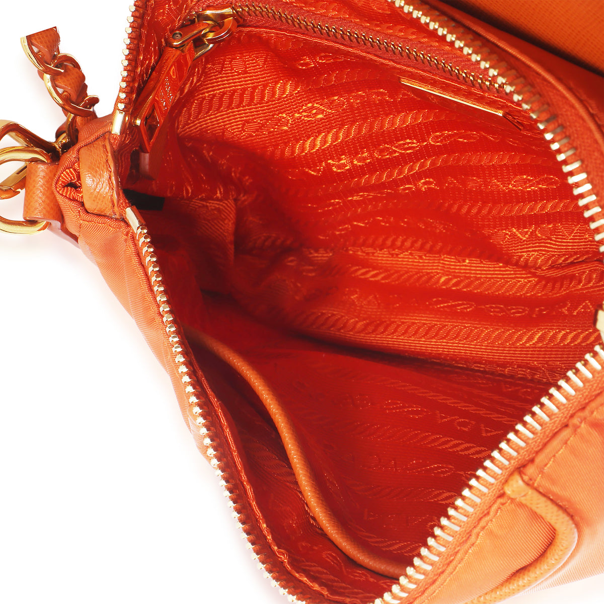 Prada Orange Tessuto Nylon Saffiano Small Flap Crossbody Bag Handbag ad2