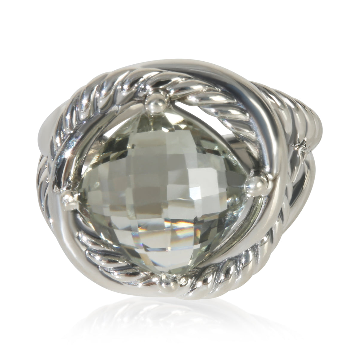 David Yurman Sterling Silver Prasiolite Infinity Ring fv