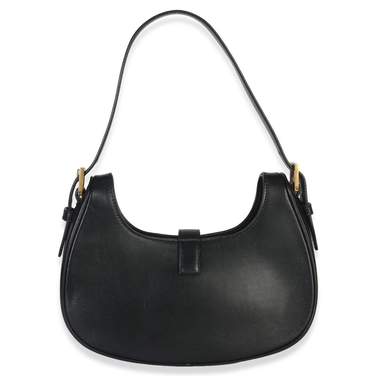 Saint Laurent Black Smooth Calfskin Le Fermoir Hobo Handbag bv