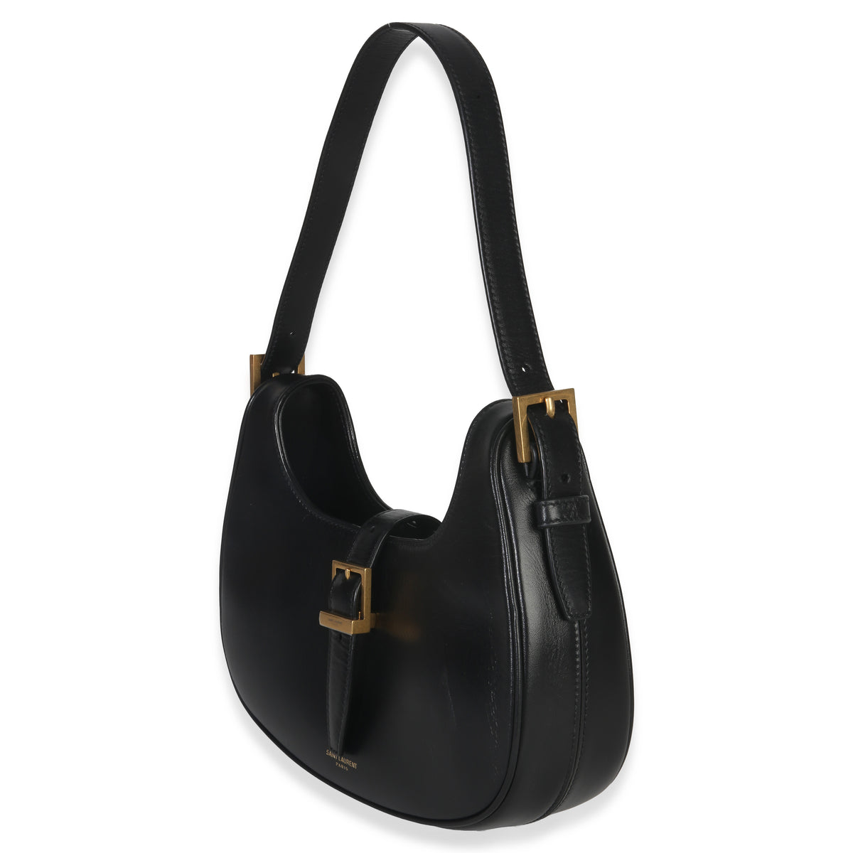 Saint Laurent Black Smooth Calfskin Le Fermoir Hobo Handbag sv