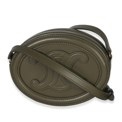 Green Smooth Calfskin Mini Oval Triomphe Crossbody Bag