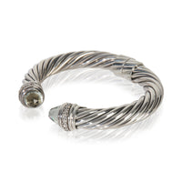 Sterling Silver Prasiolite and Diamond Hinged Cable Bracelet