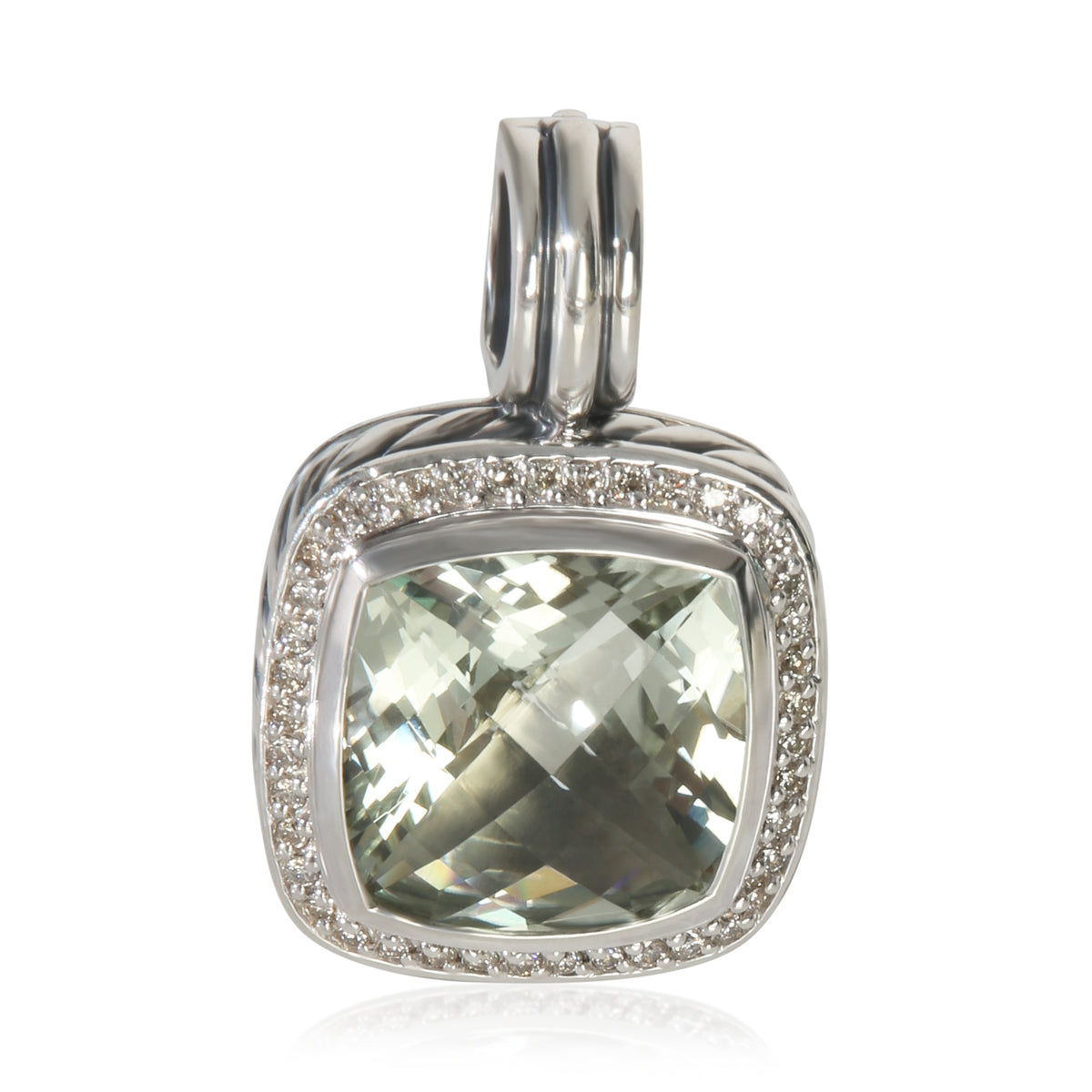 Sterling Silver Prasiolite and Diamond Albion Pendant