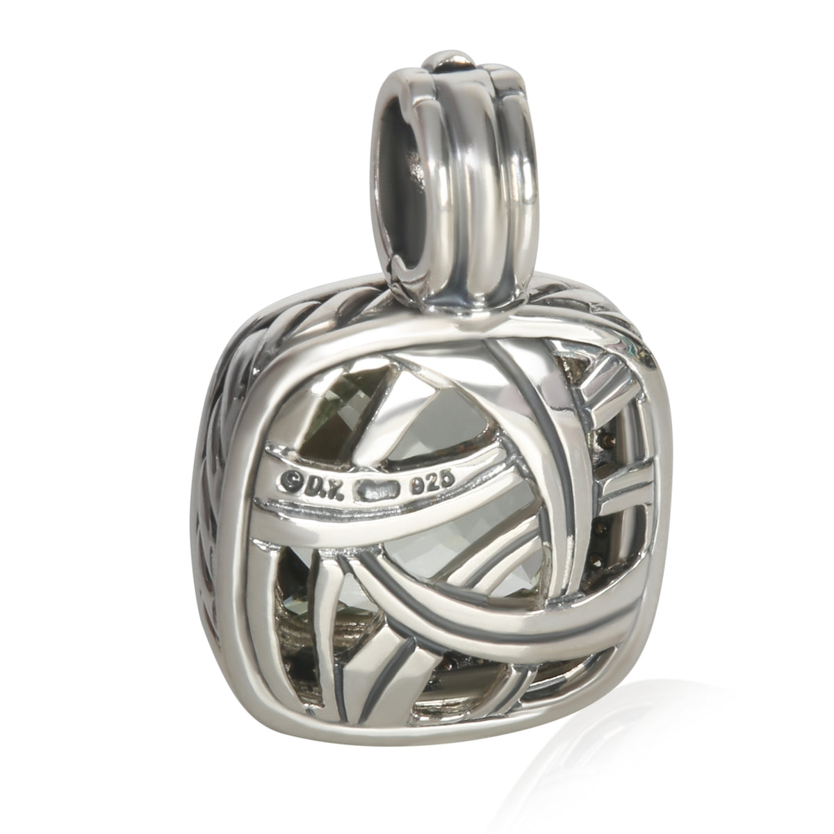 Sterling Silver Prasiolite and Diamond Albion Pendant