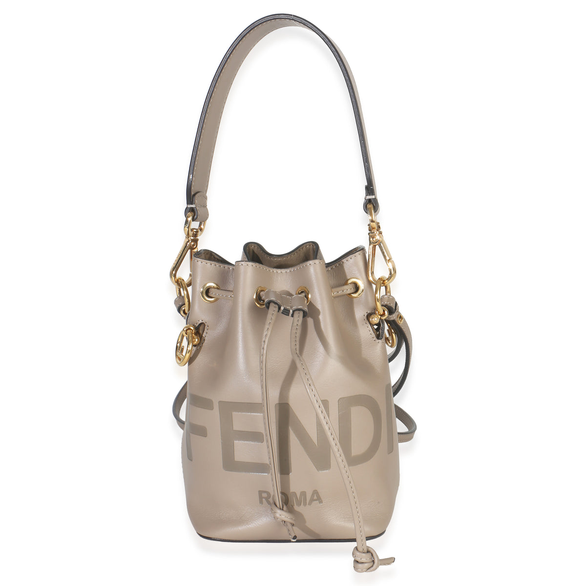 Fendi Tortora Vitello Cruise F is  Mini Mon Tresor Bucket Bag Handbag stamp