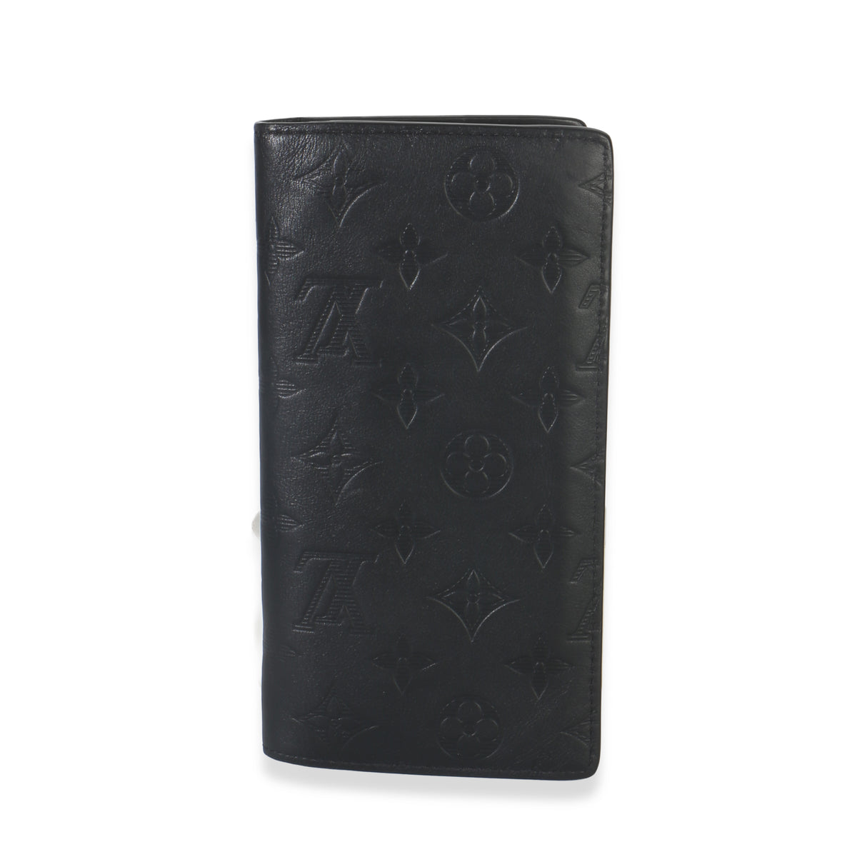 Louis Vuitton Black Monogram Shadow Calfskin Brazza Wallet Handbag fv