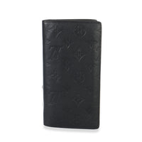 Louis Vuitton Black Monogram Shadow Calfskin Brazza Wallet Handbag fv