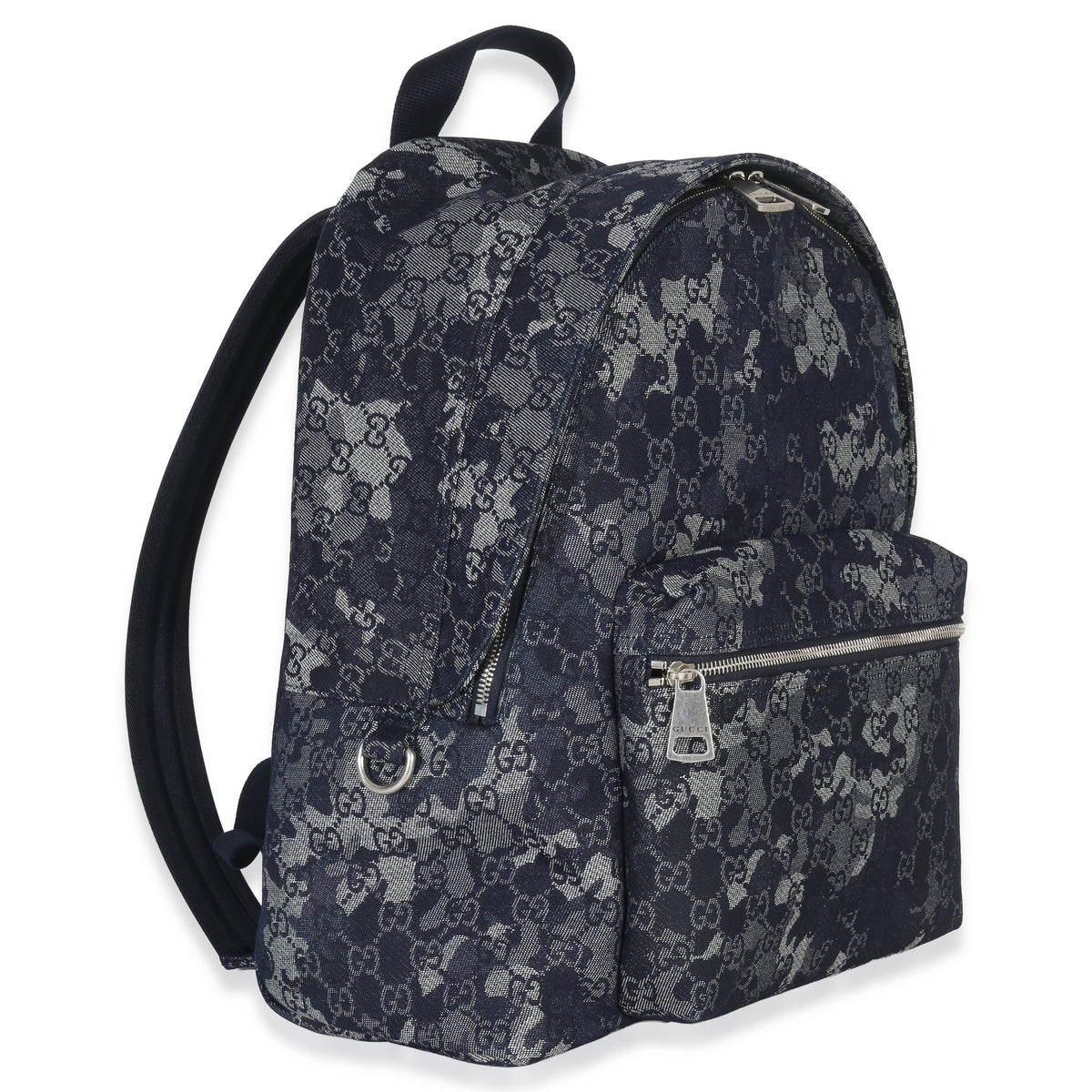Gucci Navy Jacquard Denim GG Monogram Backpack Handbag bv