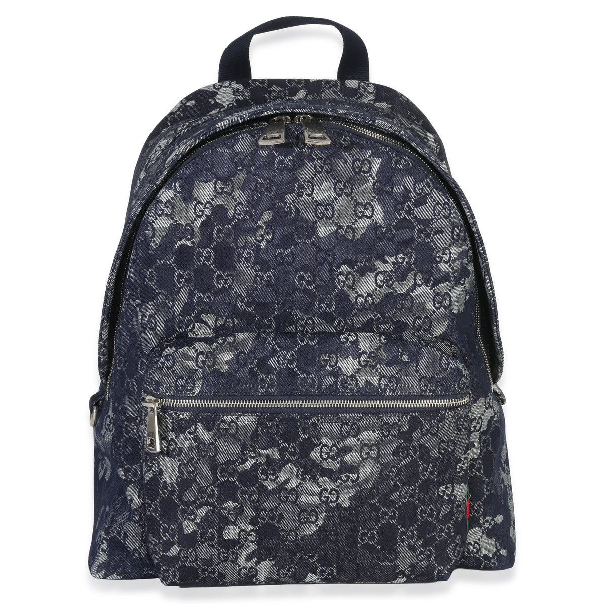 Gucci Navy Jacquard Denim GG Monogram Backpack Handbag fv
