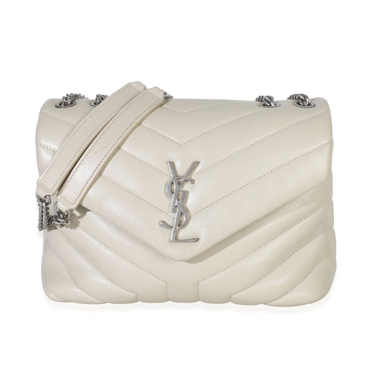 Saint Laurent Beige Quilted Calfskin Small Loulou Bag Handbag fv