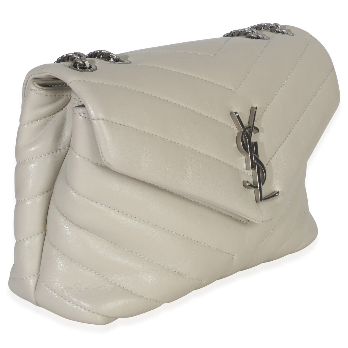 Saint Laurent Beige Quilted Calfskin Small Loulou Bag Handbag pv