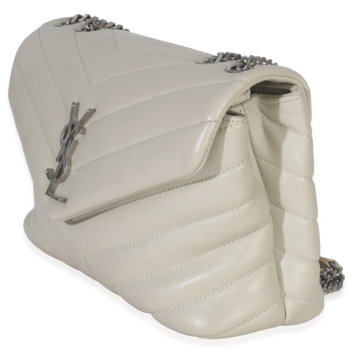 Saint Laurent Beige Quilted Calfskin Small Loulou Bag Handbag sv