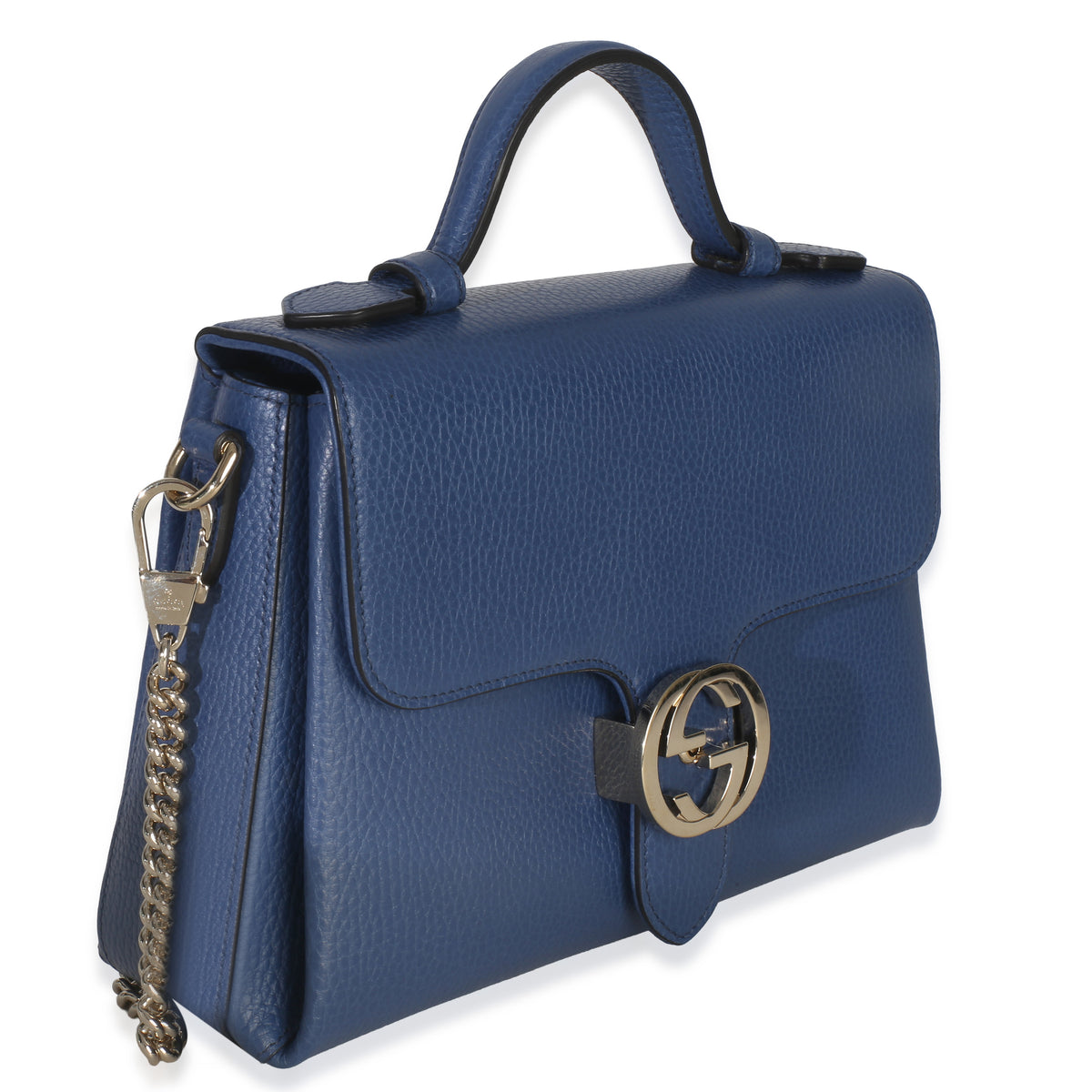Gucci Blue Dollar Calfskin Small Interlocking G Shoulder Bag Handbag pv