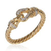 Yellow Gold Diamond Petite Cable Buckle Ring