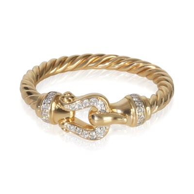 Yellow Gold Diamond Petite Cable Buckle Ring
