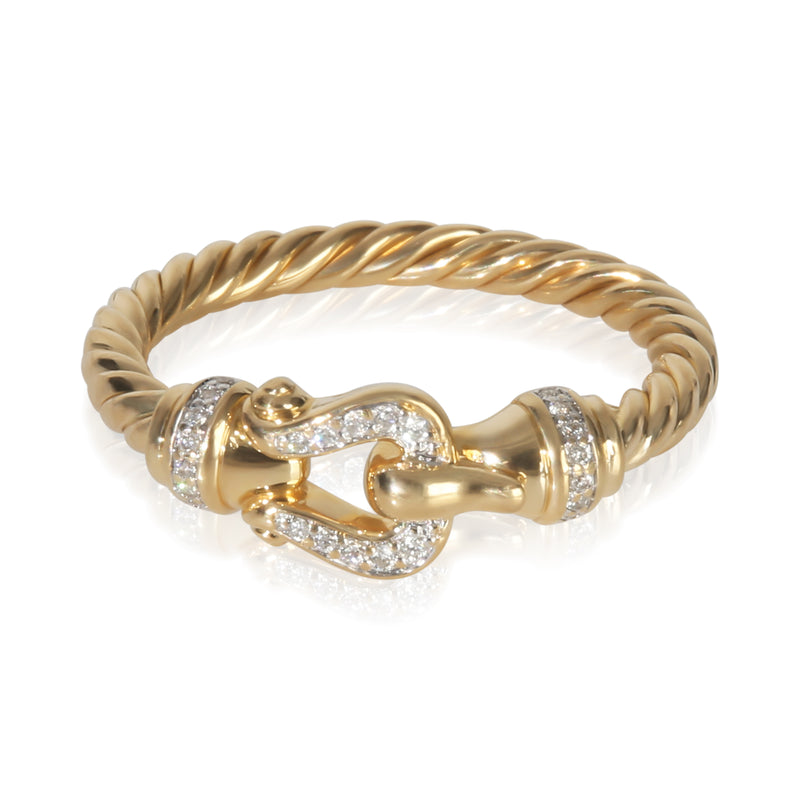 Yellow Gold Diamond Petite Cable Buckle Ring