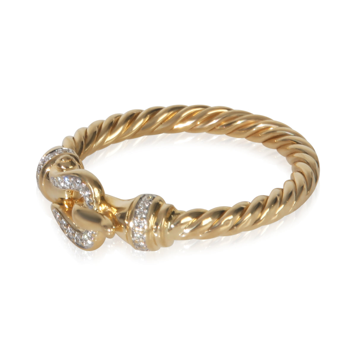 Yellow Gold Diamond Petite Cable Buckle Ring