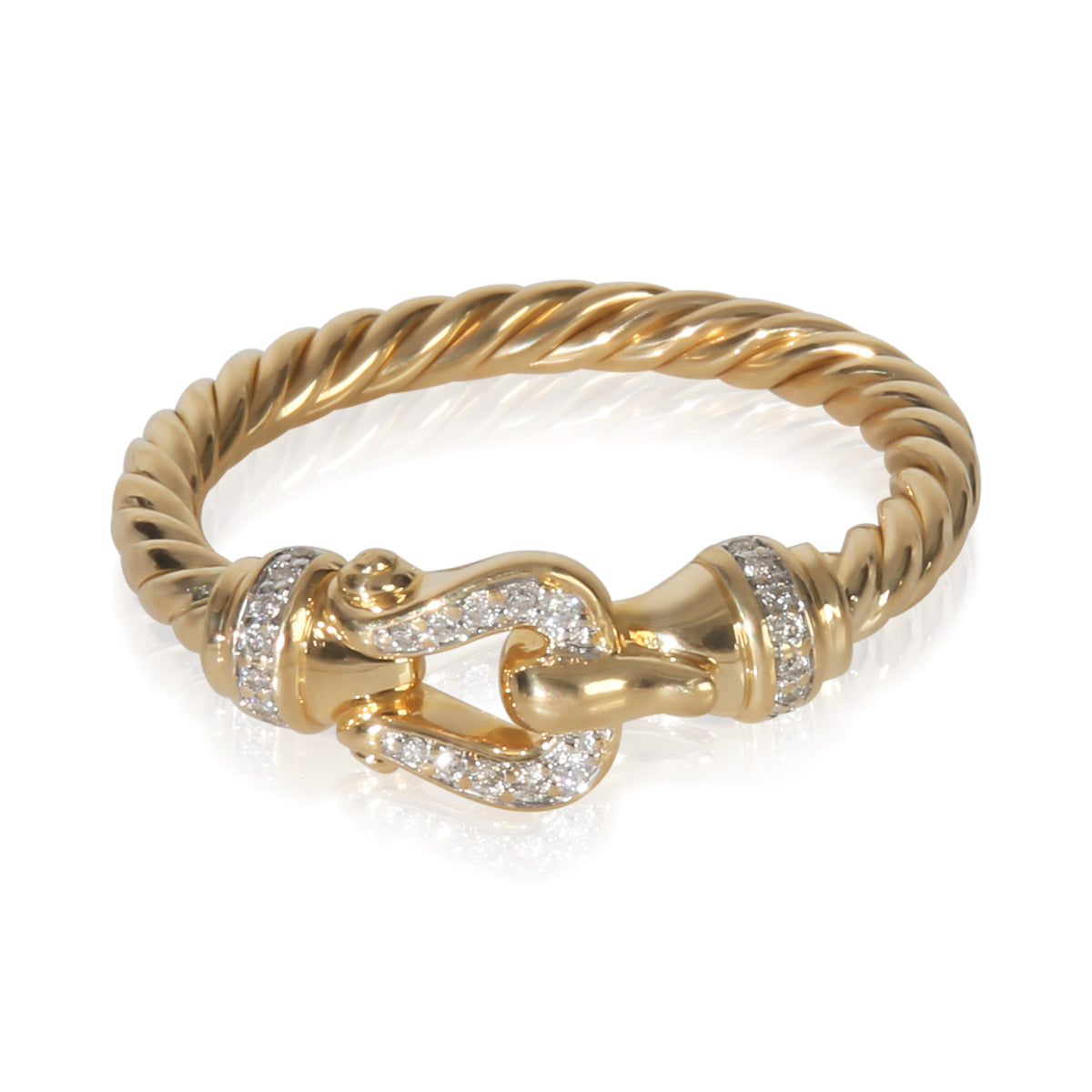Yellow Gold Diamond Petite Cable Buckle Ring