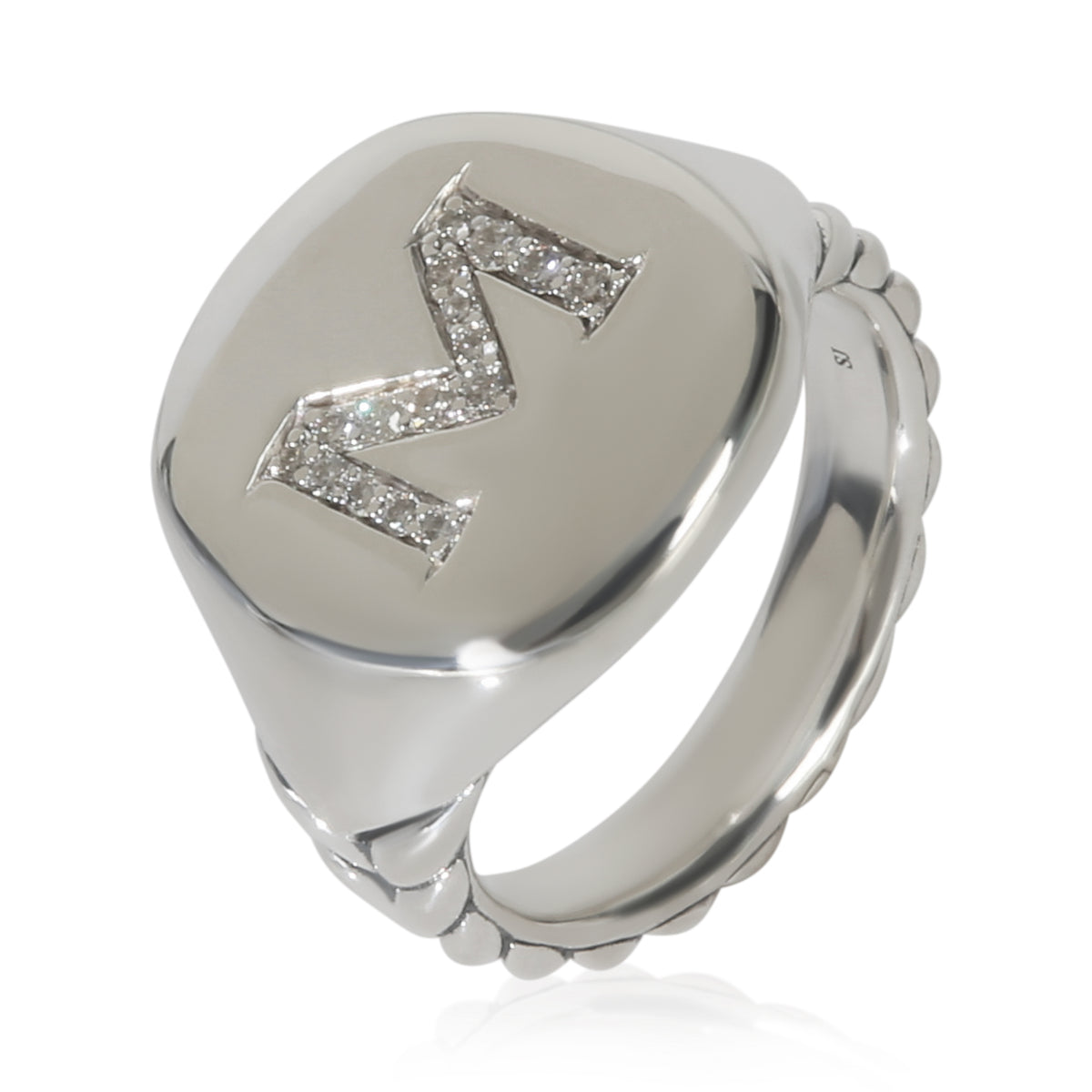 Sterling Silver Diamond Signet Pinky Ring