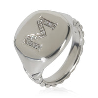 Sterling Silver Diamond Signet Pinky Ring