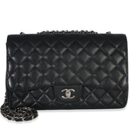 Chanel Black Quilted Caviar Jumbo Classic Single Flap Bag Handbag id