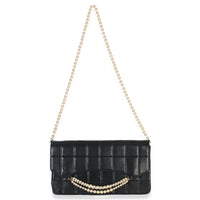Chanel Vintage Black Lambskin Chocolate Bar Pearl Flap Bag Handbag av