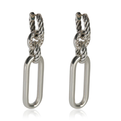 Sterling Silver Diamond Lexington Double Link Drop Earrings