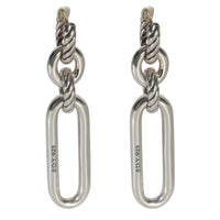 Sterling Silver Diamond Lexington Double Link Drop Earrings