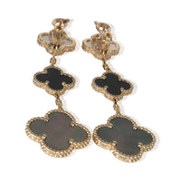 Van Cleef & Arpels Yellow Gold Mother Of Pearl and Onyx Magic Alhambra Earrings av