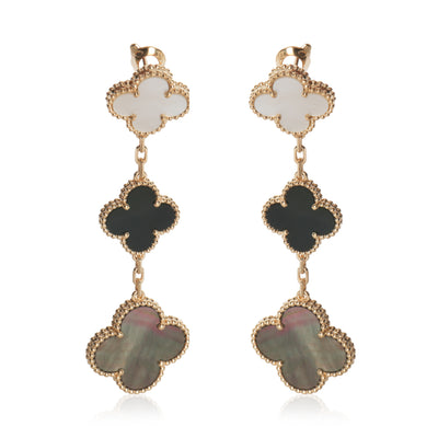 Van Cleef & Arpels Yellow Gold Mother Of Pearl and Onyx Magic Alhambra Earrings fv