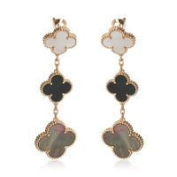 Van Cleef & Arpels Yellow Gold Mother Of Pearl and Onyx Magic Alhambra Earrings fv