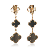 Van Cleef & Arpels Yellow Gold Mother Of Pearl and Onyx Magic Alhambra Earrings pv