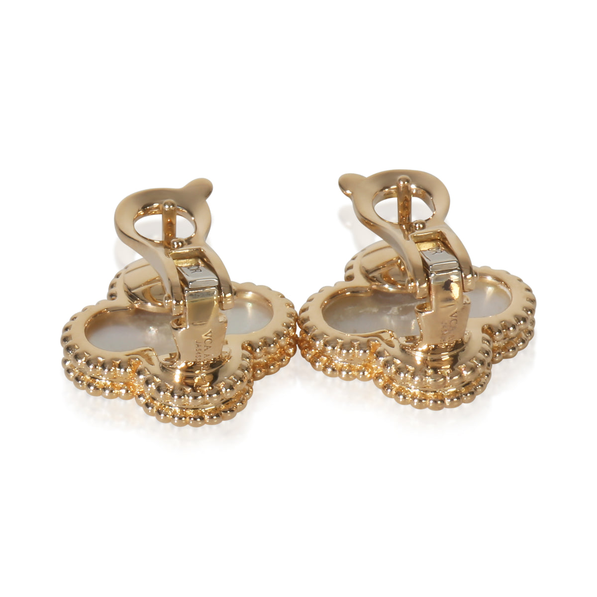 Yellow Gold Mother Of Pearl Vintage Alhambra Earrings