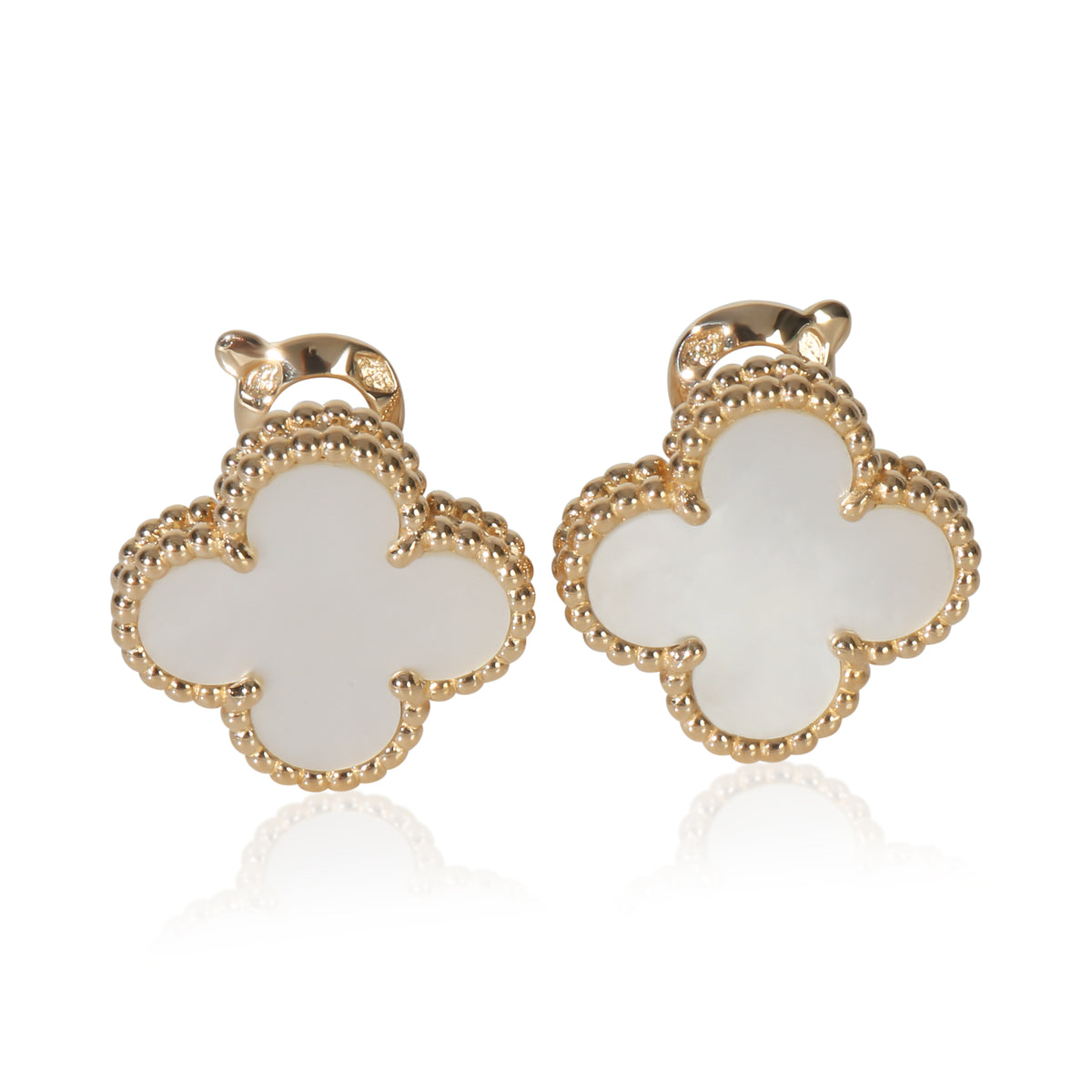 Yellow Gold Mother Of Pearl Vintage Alhambra Earrings