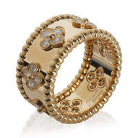 Van Cleef & Arpels Yellow Gold Diamond Perlee Clover Ring pv