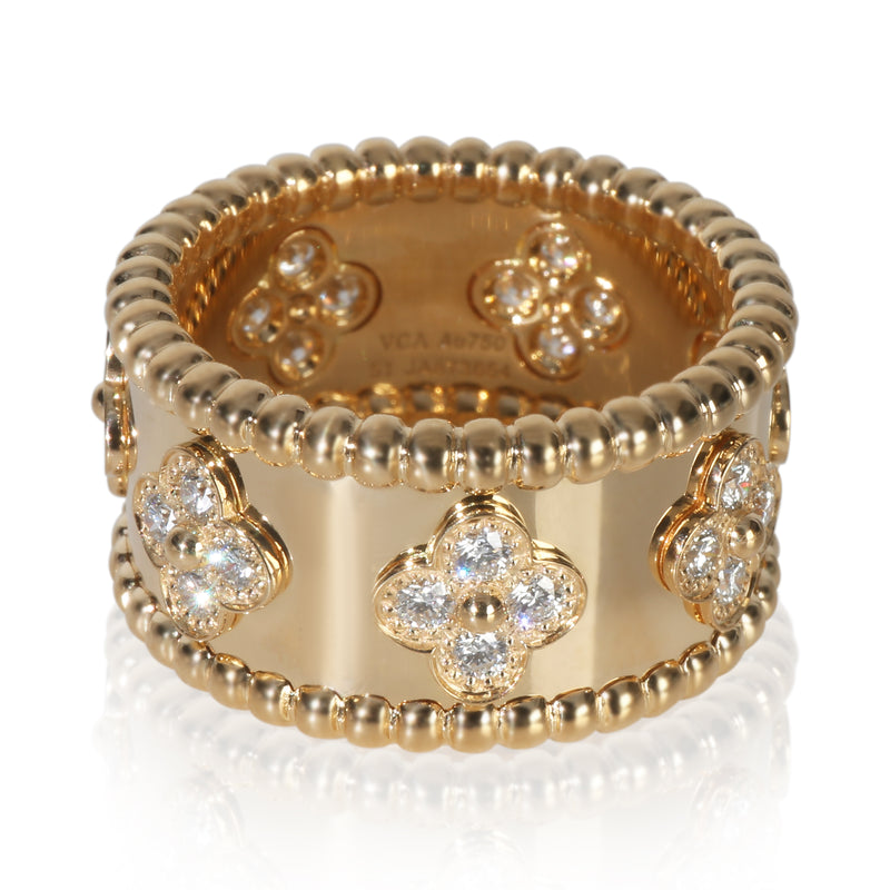 Yellow Gold Diamond Perlee Clover Ring
