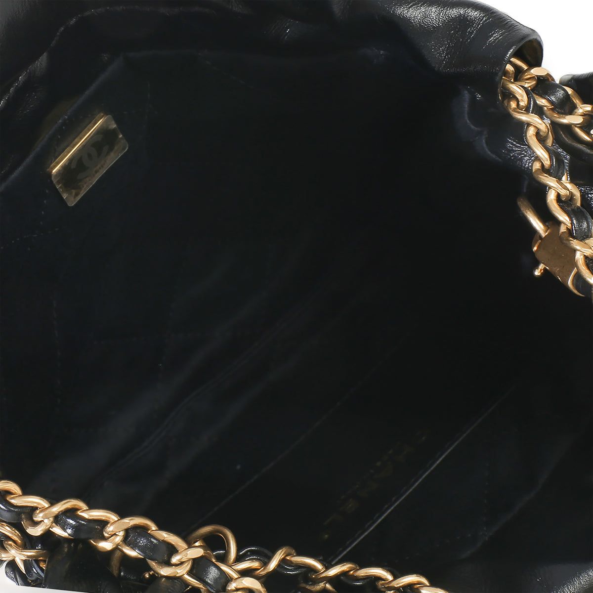 Chanel Black White Striped Shiny Calfskin Mini  22 Hobo Handbag ad1