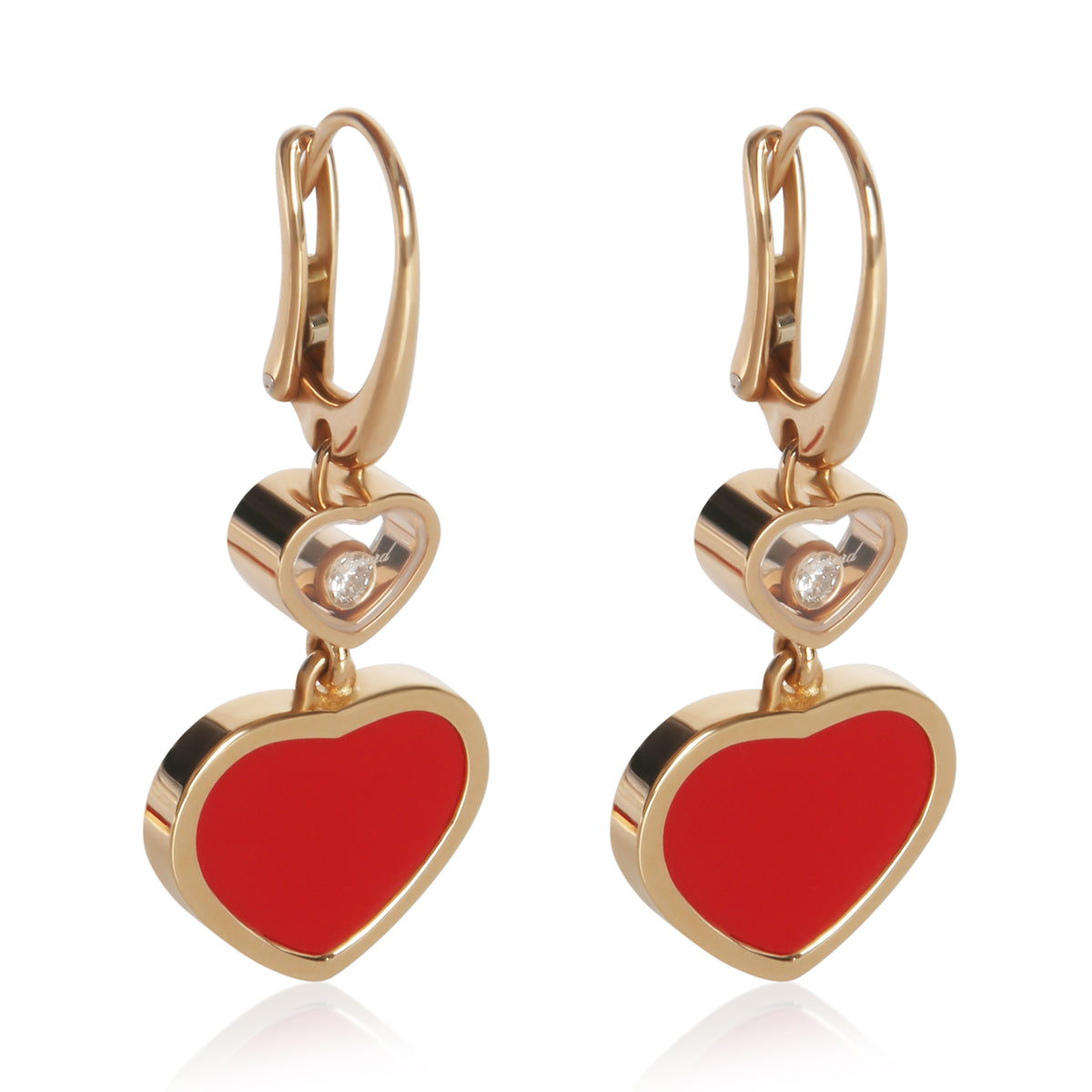 Rose Gold Diamond Happy Heart Earrings