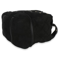 Chanel Vintage Black Suede Sparkle Winter Tote Handbag box