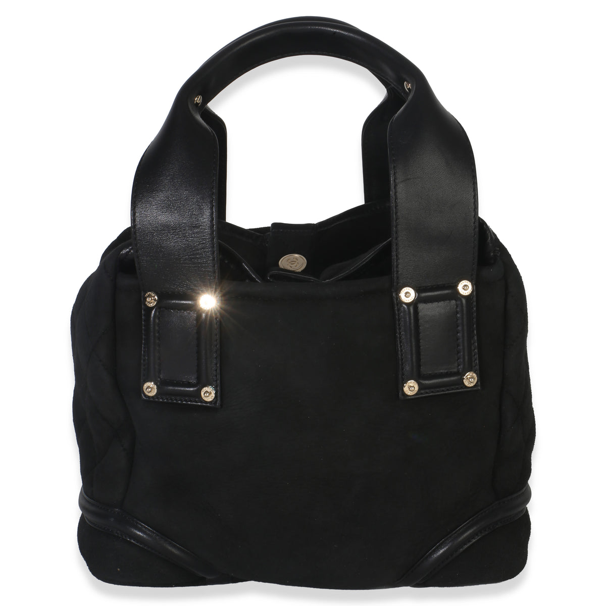 Chanel Vintage Black Suede Sparkle Winter Tote Handbag bv