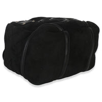 Chanel Vintage Black Suede Sparkle Winter Tote Handbag clasp