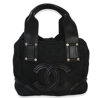 Vintage Black Suede Sparkle Winter Tote