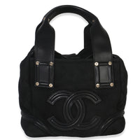 Vintage Black Suede Sparkle Winter Tote